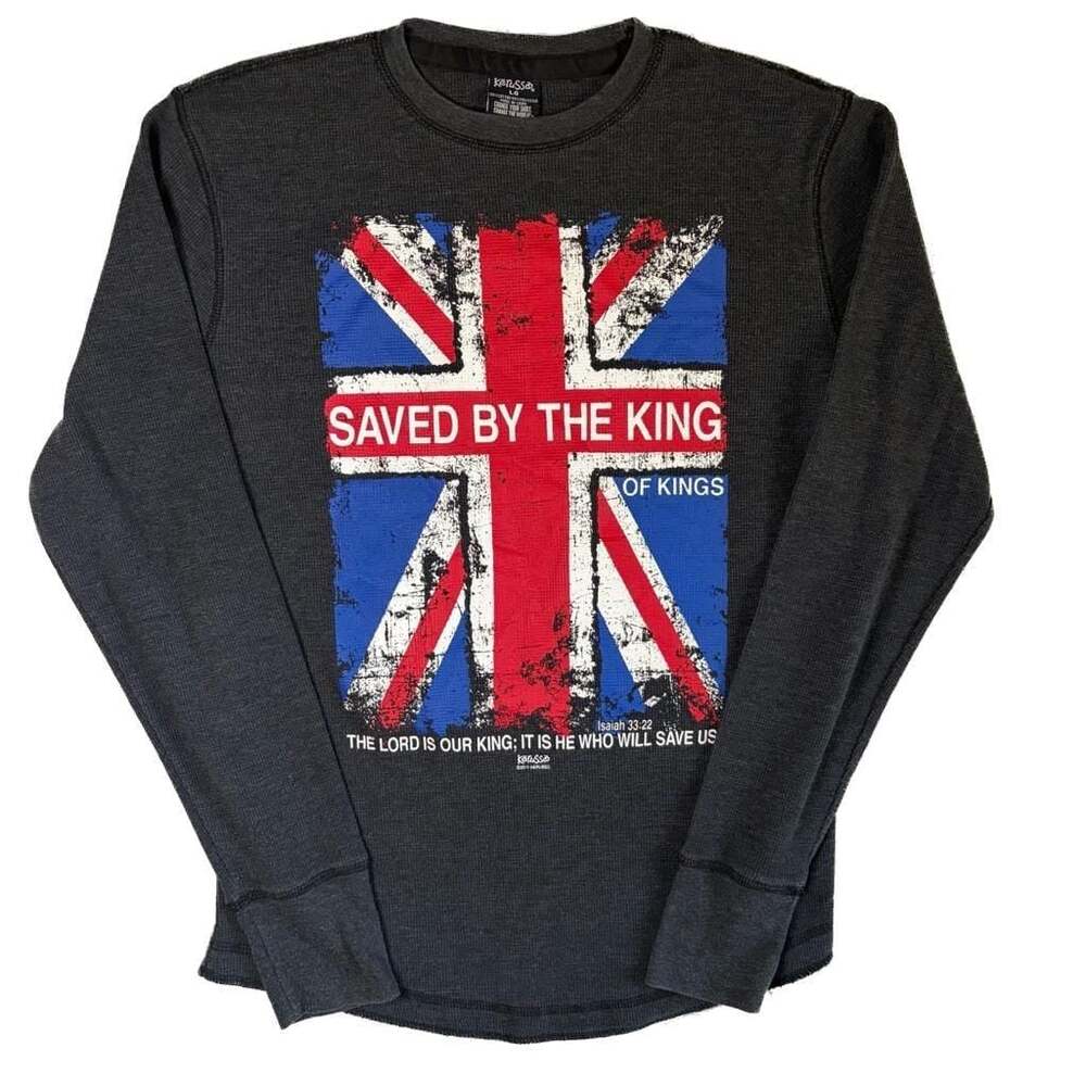 Kerusso Saved By The King Of Kings Waffle Knit Long Sleeve Shirt